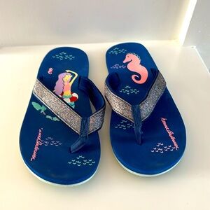 Hanna Andersson Mermaid Glitter Flip Flops Size 4